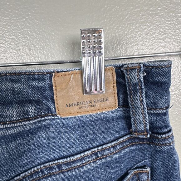 American Eagle Stretch Distressed Hi-Rise Slim Jeans Sz 0 X-Long 34" Inseam - Picture 5 of 11